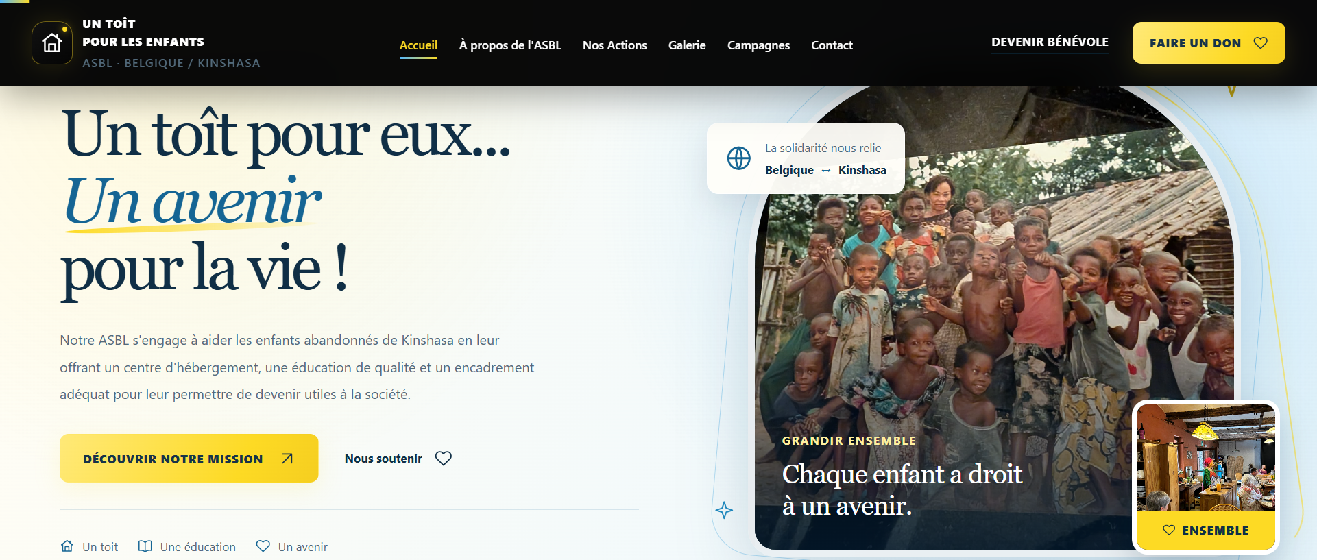 Aperçu du site Un toit pour les enfants